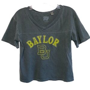 Baylor University BU Bears Crop Top V-Neck Green Small Collegiate Spirit Wear
